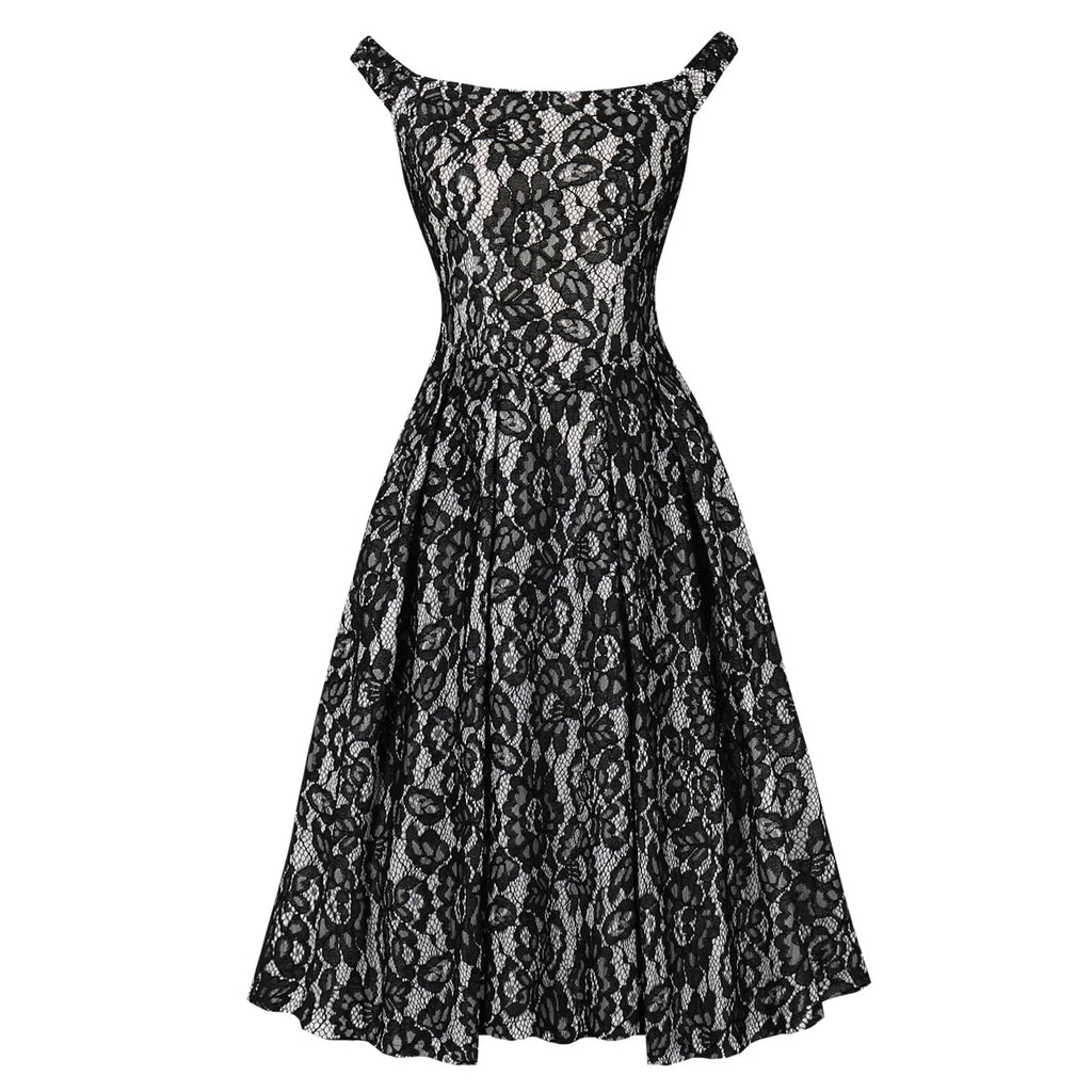 Women Robe Pin Up Lace Dress Retro 2025 Vintage 50s 60s Rockabilly Gauze Swing Summer Female Dresses Elegant Tunic Vestido