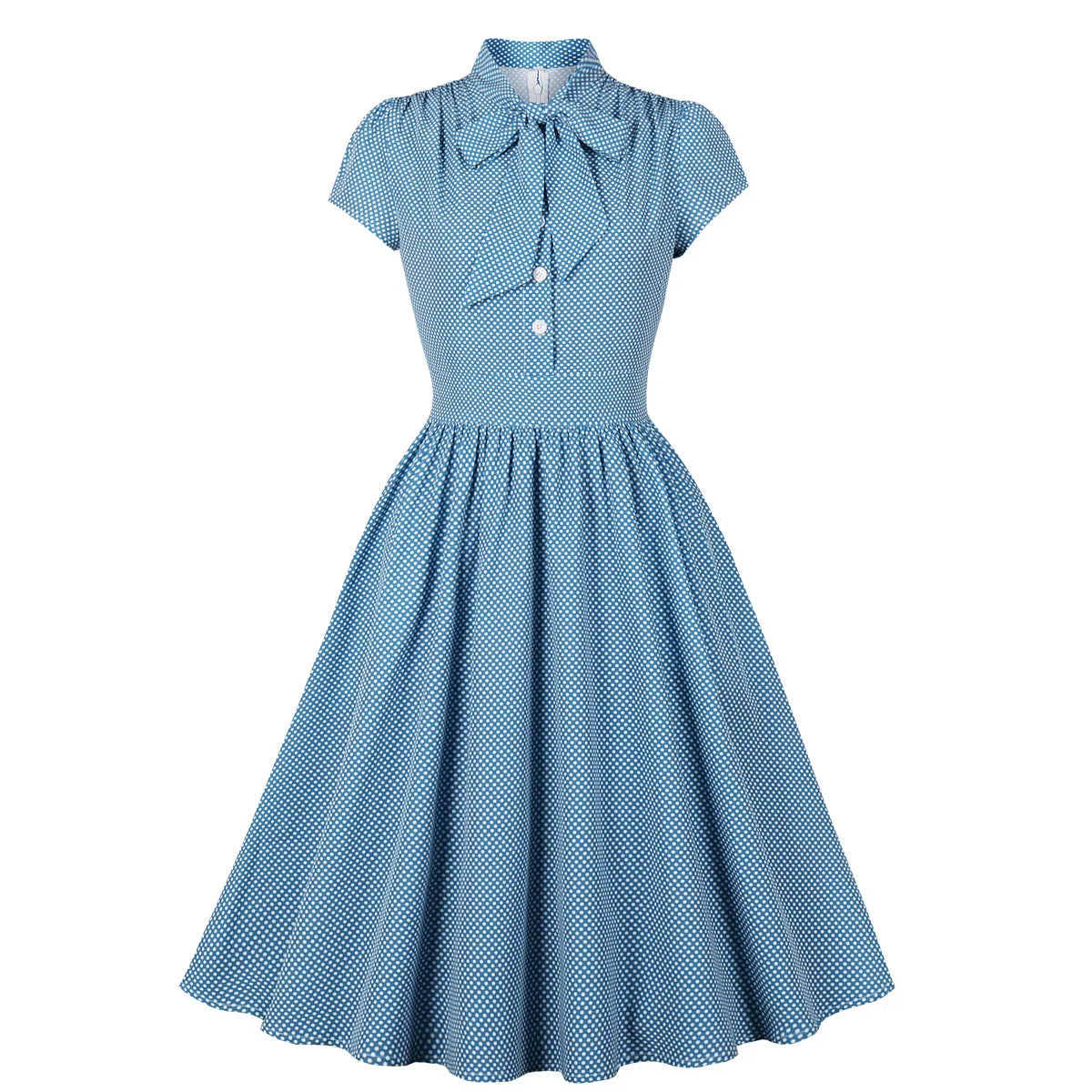 Women Summer Pin Up Casual Party Dress Short Sleeve Retro Robe 60s 50s Vintage Rockabilly 1960s 1950s Swing Dress Vestidos