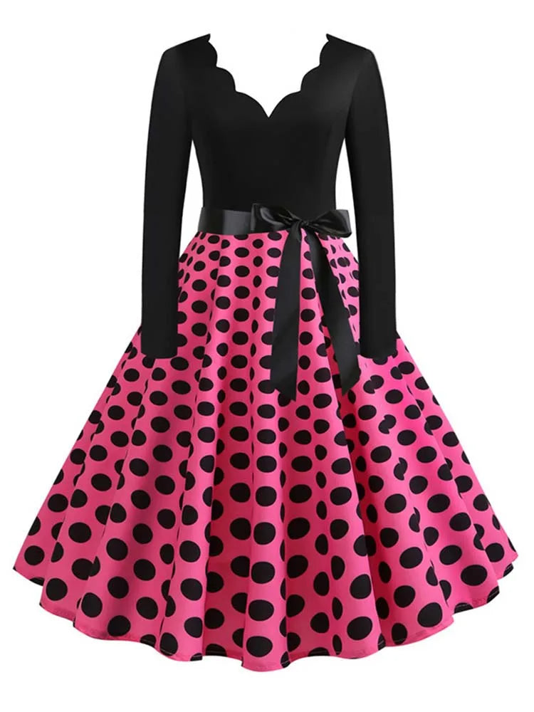 Women Long Sleeve Winter Vintage Dresses Sexy Black Music Note Print V-neck Rockabilly Pin up Party Dress Vestidos Plus size