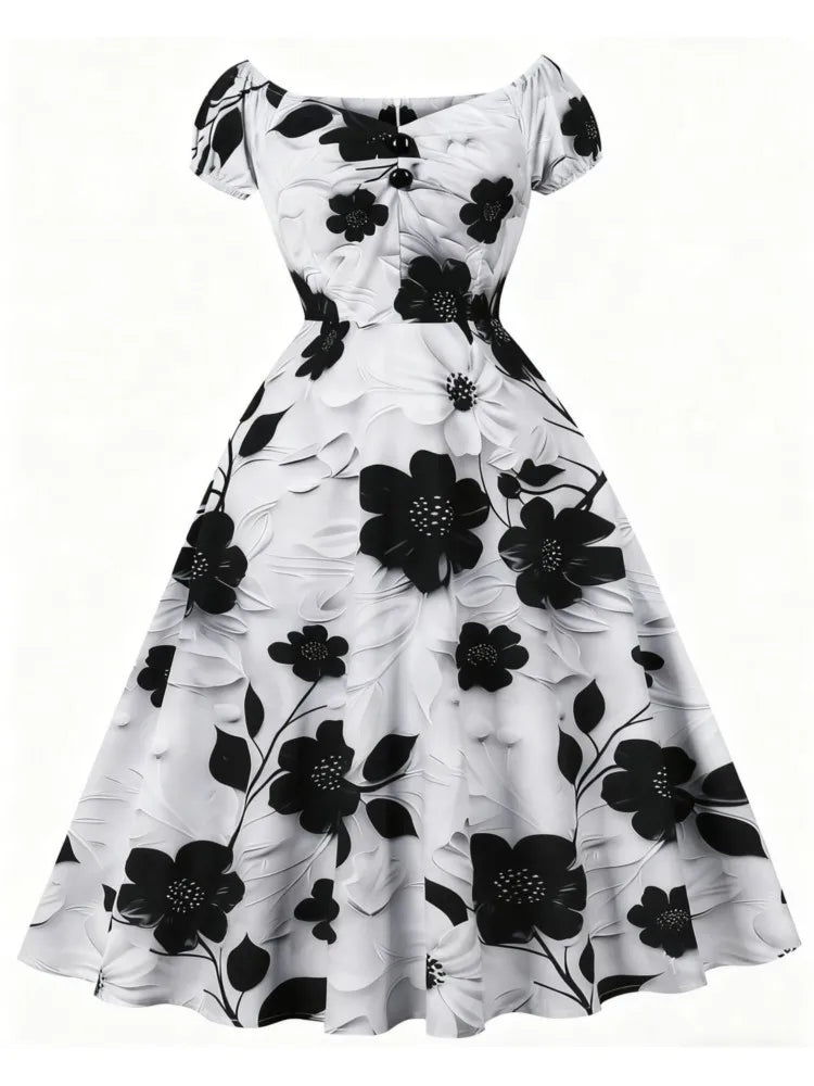 Women Spring Summer Pin Up Casual Party Dress 2026 Retro Robe 60s 50s Vintage Rockabilly 1960s 1950s Swing Dress Vestidos