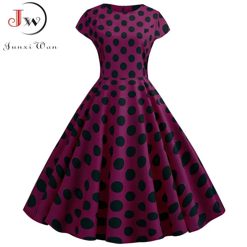 Women Floral Print Summer Dress 50s 60s Vintage Dress Female Short Sleeve Retro Robe Rockabilly Party Dresses Vestidos