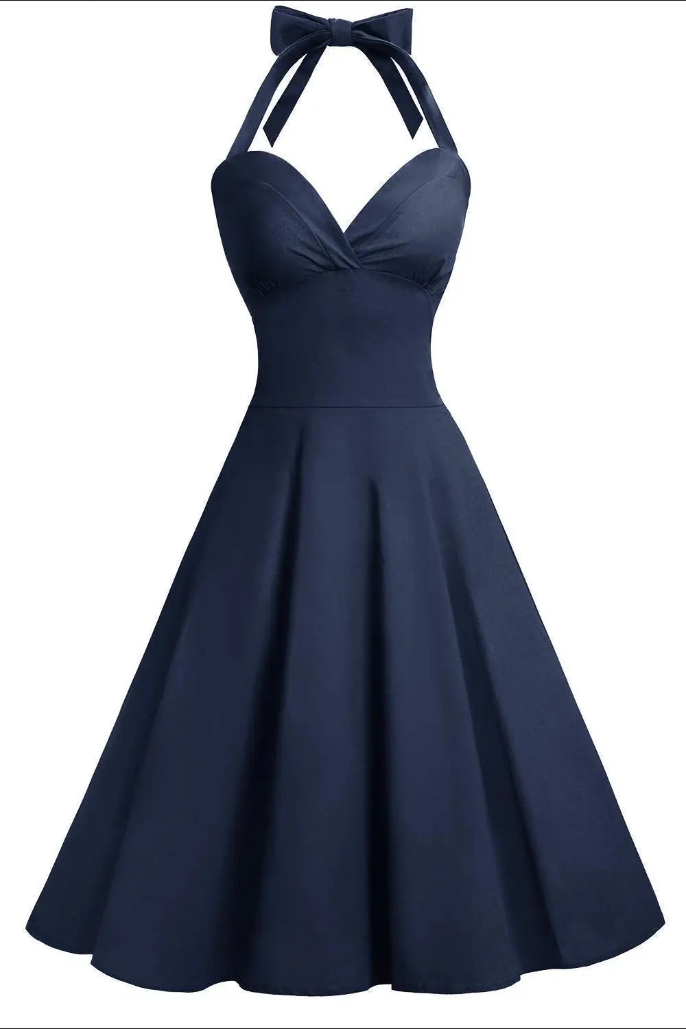 BABYONLINE 50s Audrey Hepburn Halter Dress for Women Vintage Tie Button Swing Dresses Pinup Rockabilly Cocktail Party Dress