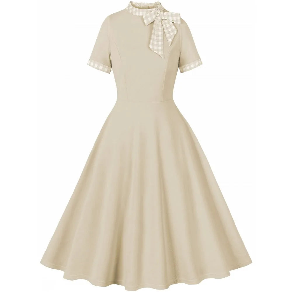 Women Summer Pin Up Casual Party Dress 2025 Short Sleeve Retro Robe 60s 50s Vintage Rockabilly 1960s 1950s Swing Dress Vestidos