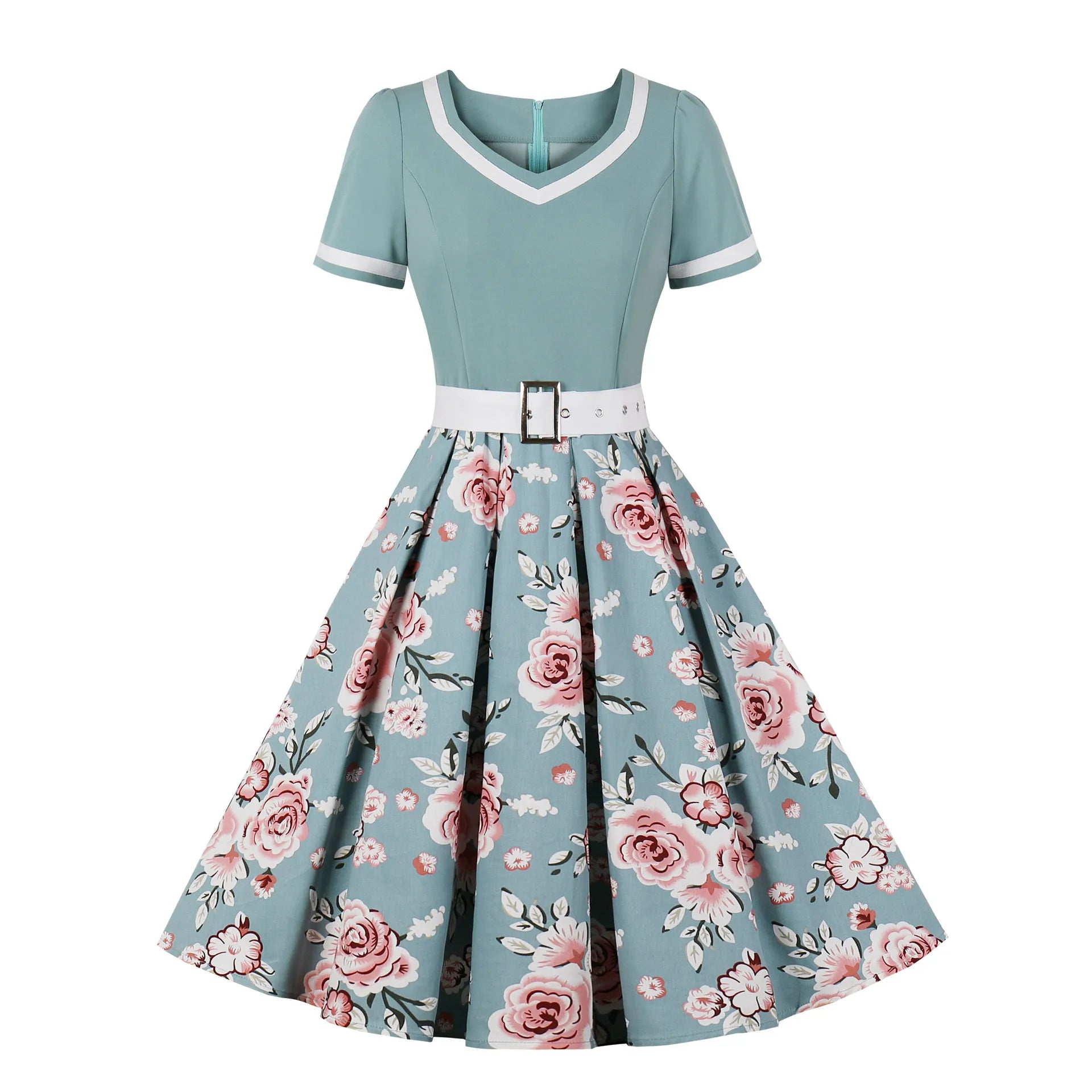 2024 New Vintage Polka Dot Print Dress Retro Rockabilly Robe Femme Women V-Neck A-Lined Swing Hepburn Pin Up 50s Party Vestidos