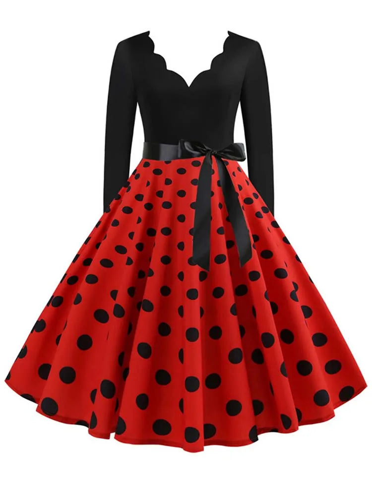 Women Long Sleeve Winter Vintage Dresses Sexy Black Music Note Print V-neck Rockabilly Pin up Party Dress Vestidos Plus size