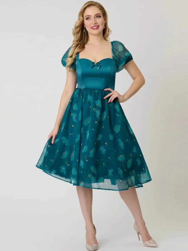 Women Spring Summer Pin Up Casual Party Dress 2026 Retro Robe 60s 50s Vintage Rockabilly 1960s 1950s Swing Dress Vestidos