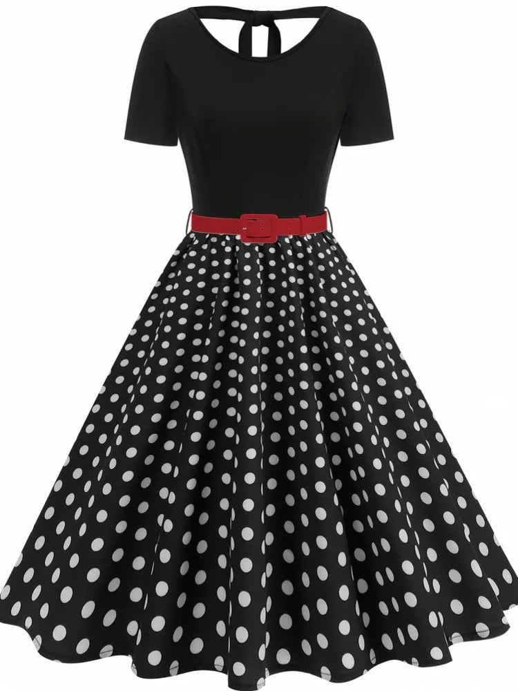 Women Summer Pin Up Casual Party Dress 2026 Short Sleeve Retro Robe 60s 50s Vintage Rockabilly 1960s 1950s Swing Dress Vestidos