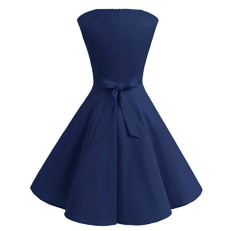 Women Summer Dress 2025 Elegant Retro Vintage 50s 60s Robe Rockabilly Swing Pin up Dresses Casual Sesy V neck Red Party Vestidos