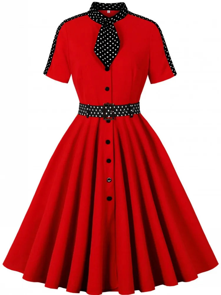 Women Pin Up Casual Party Dress 2025 Summer Short Sleeve Retro Robe 60s 50s Vintage Rockabilly 1960s 1950s Swing Dress Vestidos
