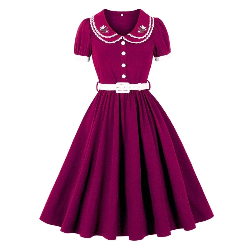 Women Summer Pin Up Casual Party Dress 2026 Short Sleeve Retro Robe 60s 50s Vintage Rockabilly 1960s 1950s Swing Dress Vestidos