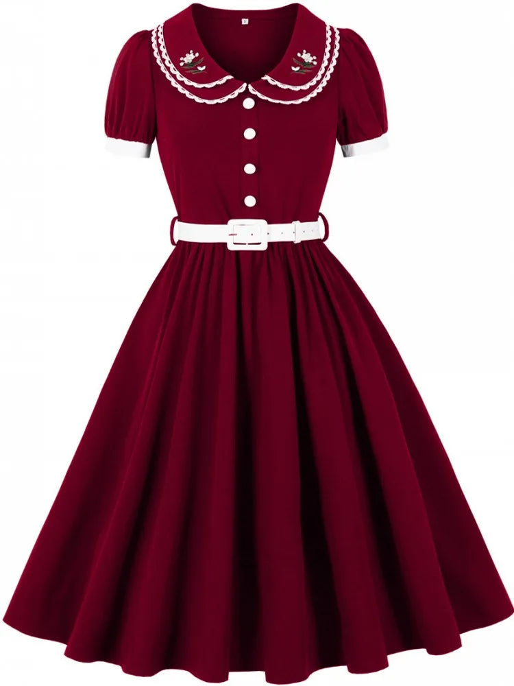 Women Summer Pin Up Casual Party Dress 2026 Short Sleeve Retro Robe 60s 50s Vintage Rockabilly 1960s 1950s Swing Dress Vestidos