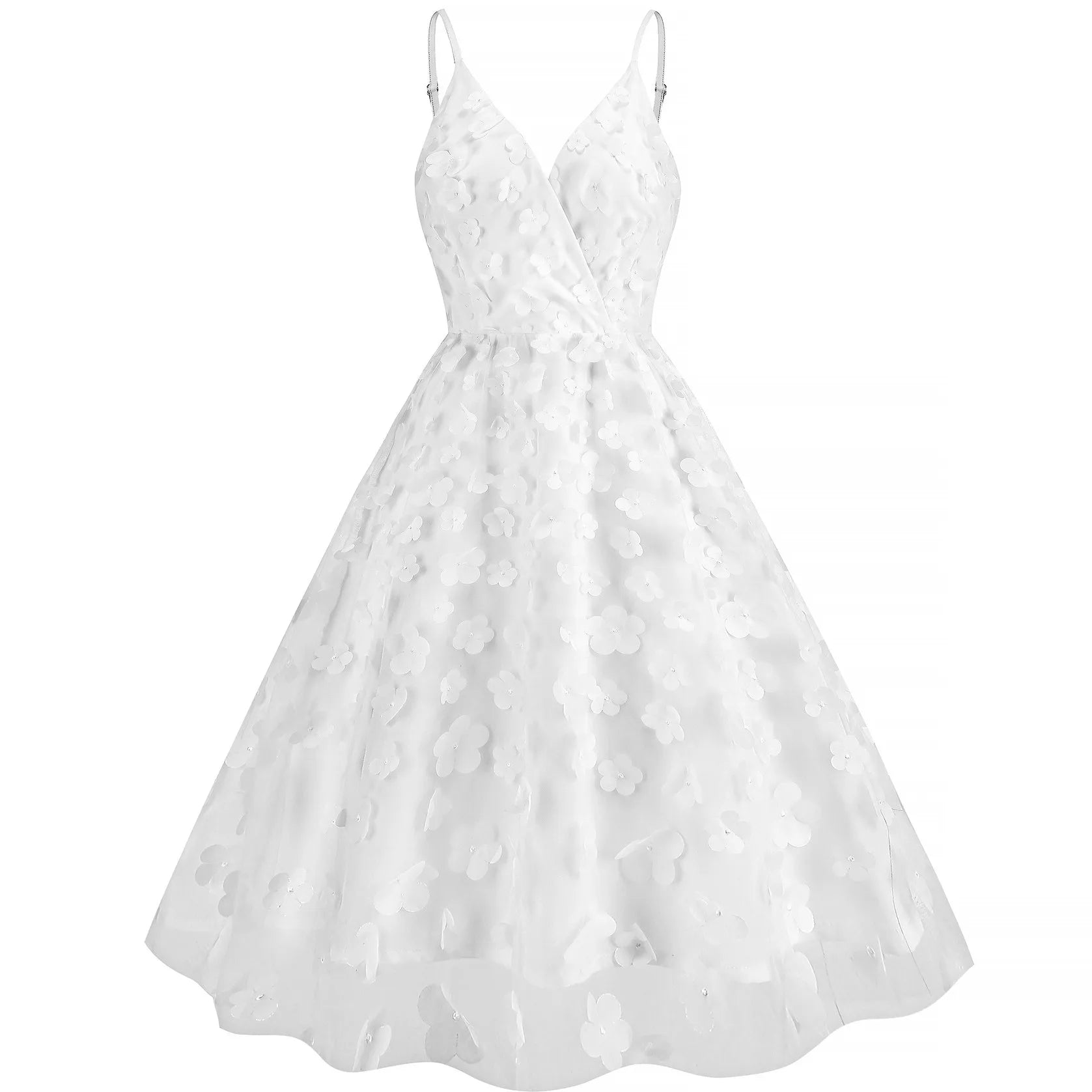 Pink Summer Dress Women V Neck Vintage Robe Elegant Retro Pin Up Party Office Spaghetti Strap Mesh Rockabilly Midi Dresses