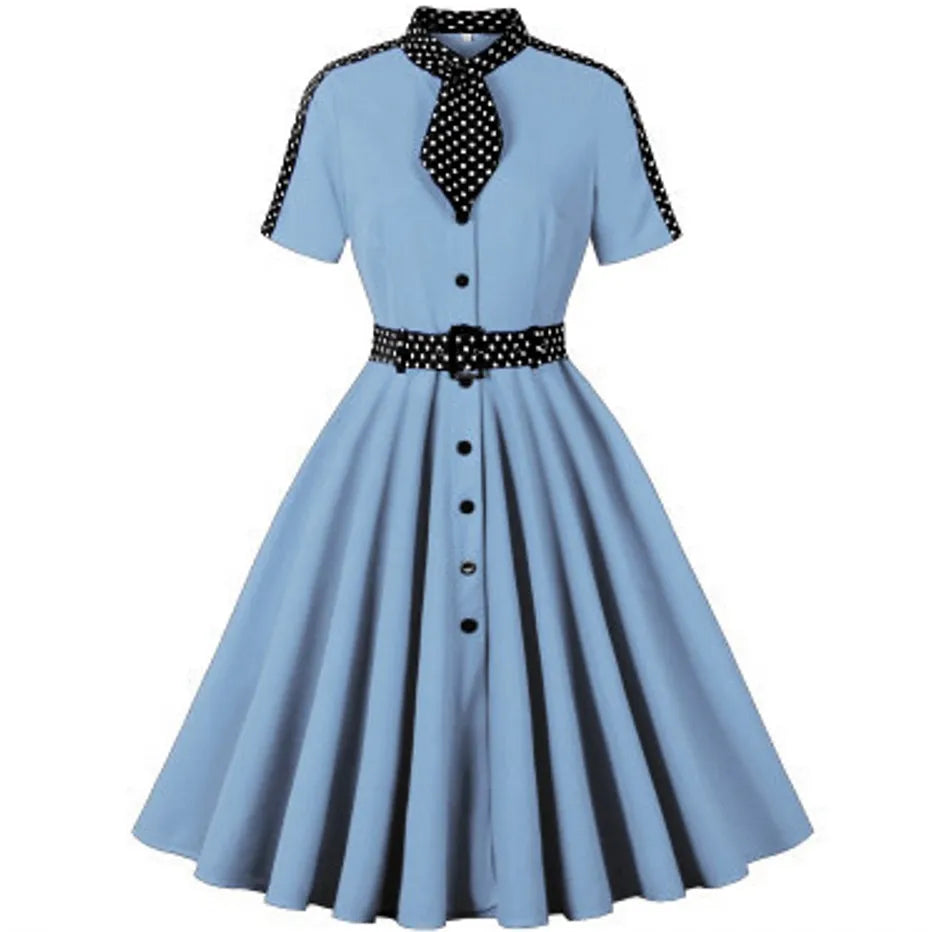 Women Pin Up Casual Party Dress 2025 Summer Short Sleeve Retro Robe 60s 50s Vintage Rockabilly 1960s 1950s Swing Dress Vestidos