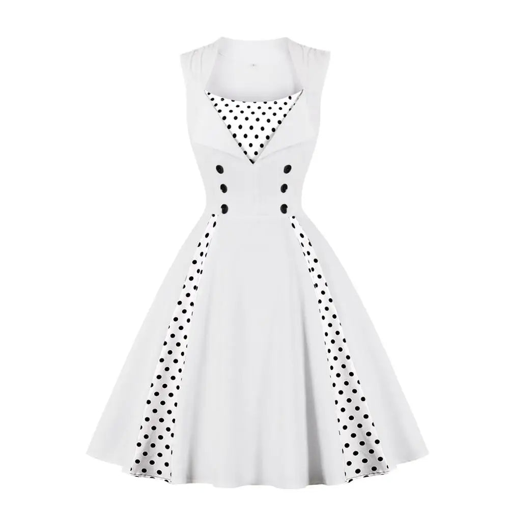 5XL Women Robe Retro Vintage Dress Rockabilly Patchwork Big Swing Pin Up Party Dresses Elegant Tunic Vestidos Casual