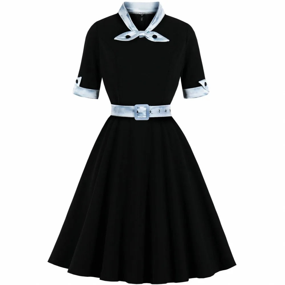 Plus Size Women Pin Up Casual Party Dress 2026 Summer Short Sleeve Retro Robe 60s 50s Vintage Rockabilly Swing Dress Vestidos