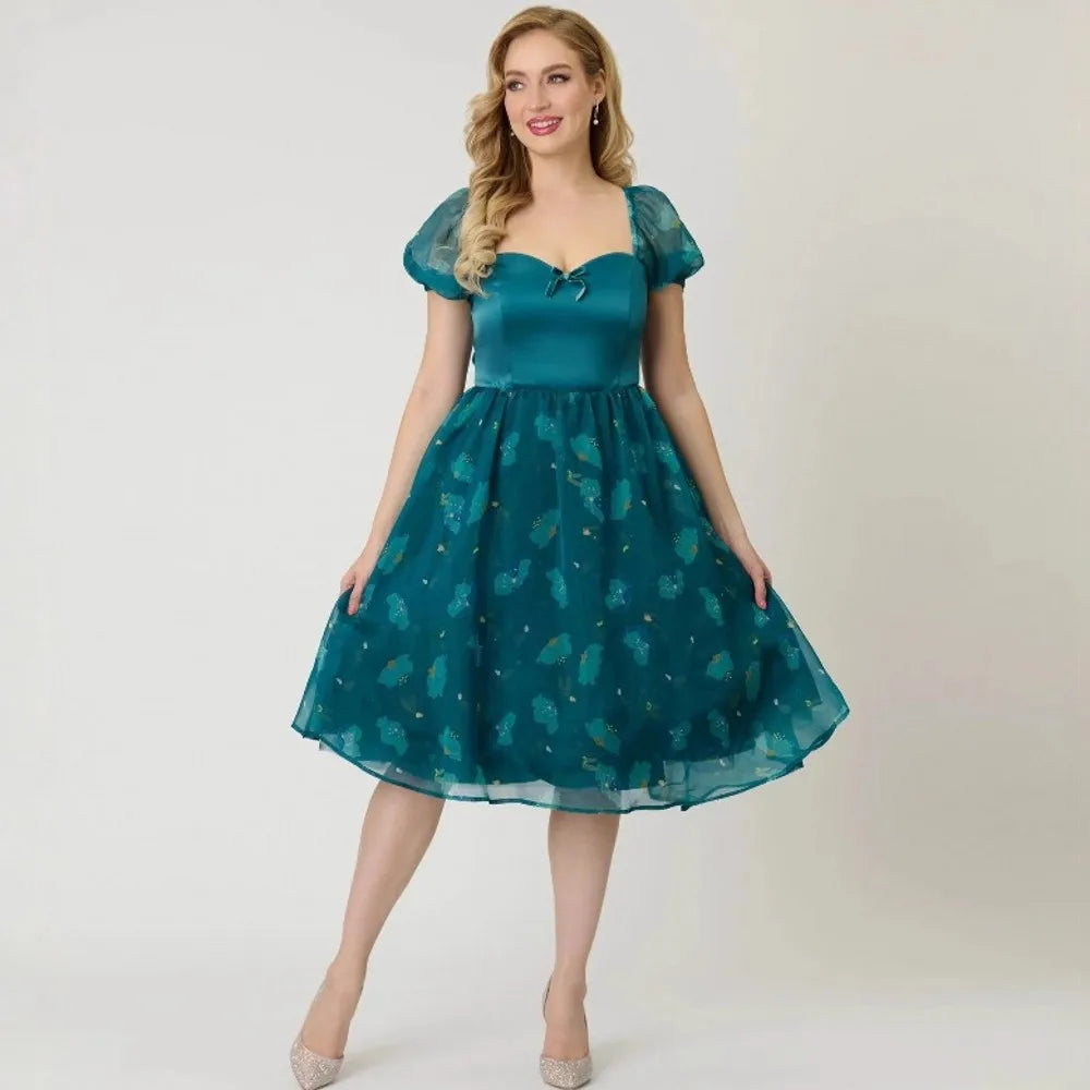 Women Spring Summer Pin Up Casual Party Dress 2026 Retro Robe 60s 50s Vintage Rockabilly 1960s 1950s Swing Dress Vestidos