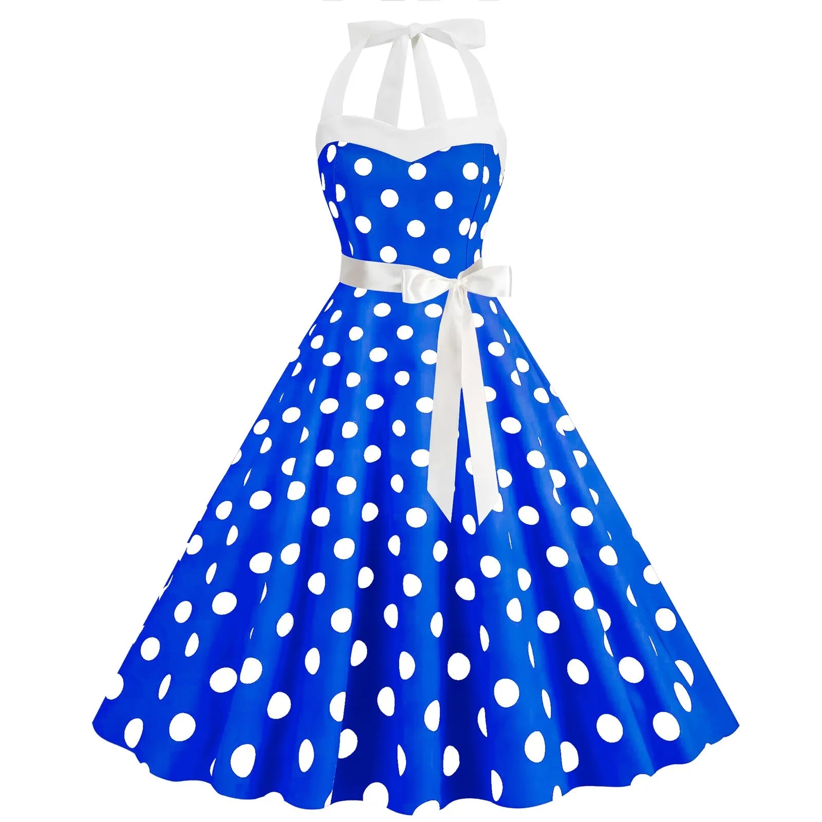 Polka Dot Summer Ladies Dress Vintage Retro With Sleeveless V-Neck Pin up Vestidos Robe Femme Casual A-line Party Dress 2024