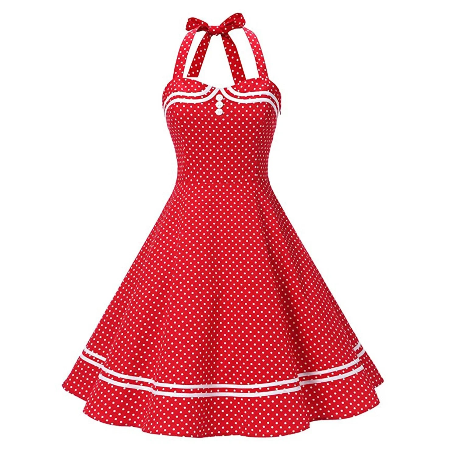 Vintage Halter Yellow Dress Sexy Retro Robe Femme Pin Up Rockabilly Party Dress Big Swing Vestidos Summer Clothes for Women 2025