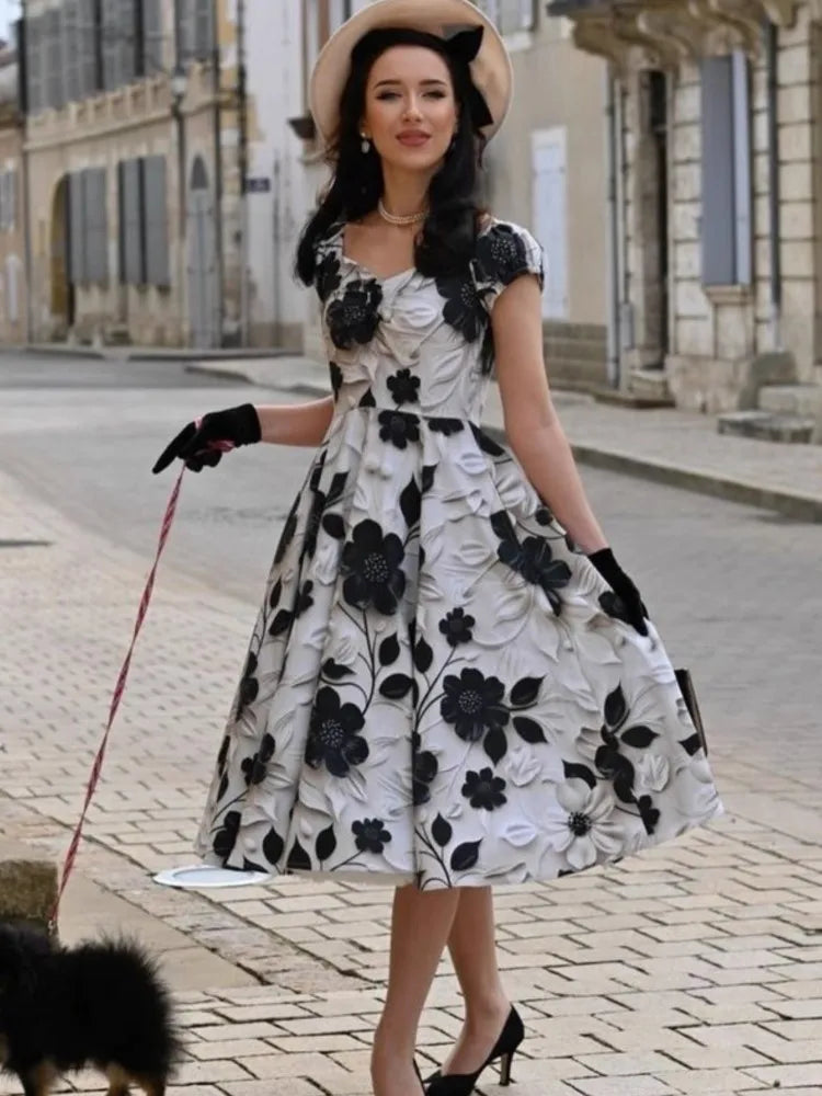 Women Spring Summer Pin Up Casual Party Dress 2026 Retro Robe 60s 50s Vintage Rockabilly 1960s 1950s Swing Dress Vestidos