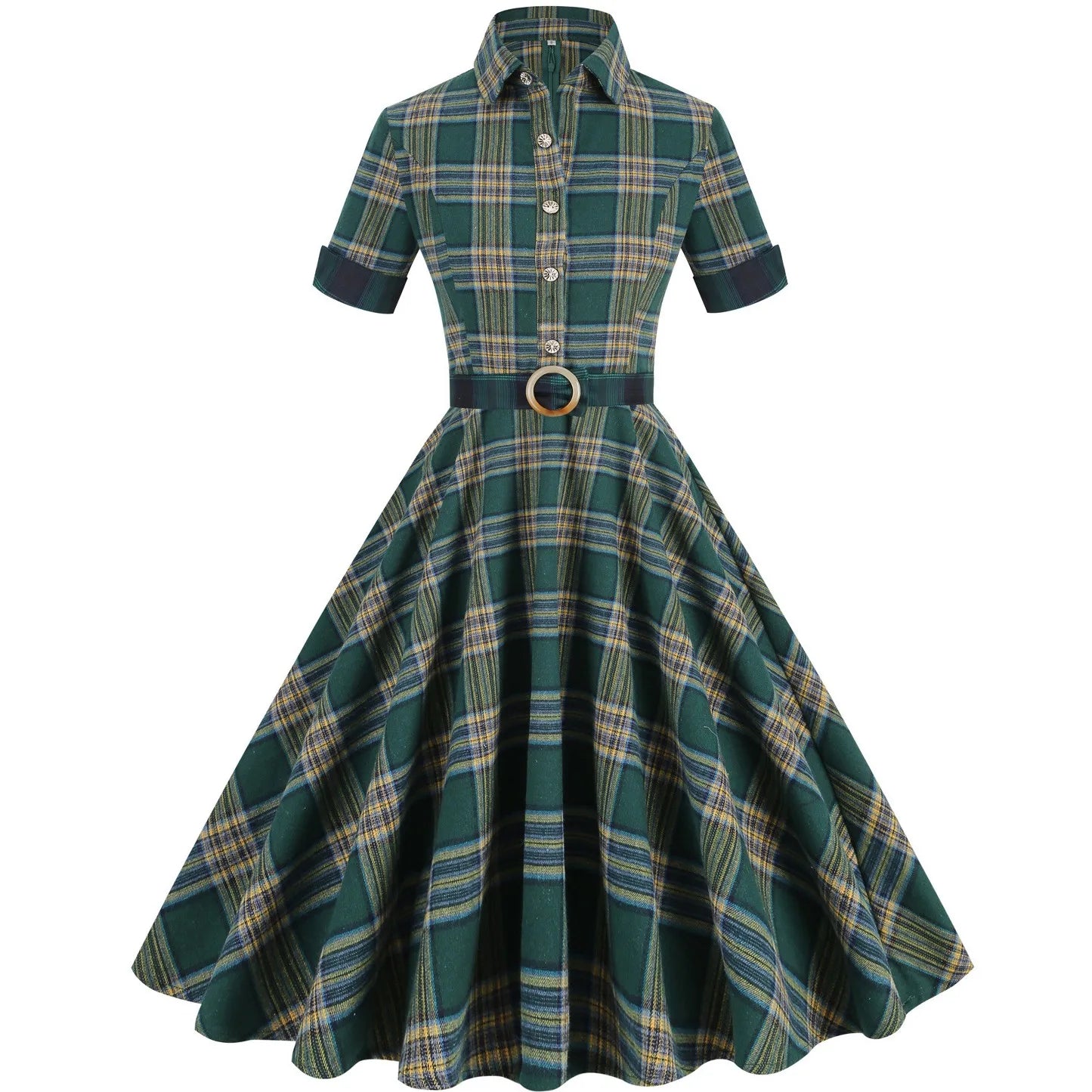 Women Pin Up Lattice Print Casual Party Dress Summer Short Sleeve Retro Robe 60s 50s Vintage Rockabilly Swing Dress Vestidos