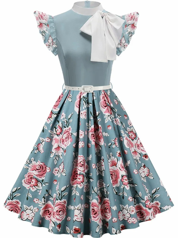 Women Summer Pin Up Casual Party Dress 2025 Short Sleeve Retro Robe 60s 50s Vintage Rockabilly 1960s 1950s Swing Dress Vestidos