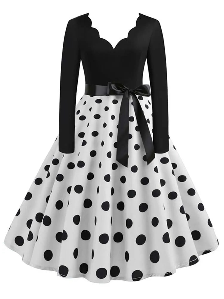 Women Long Sleeve Winter Vintage Dresses Sexy Black Music Note Print V-neck Rockabilly Pin up Party Dress Vestidos Plus size
