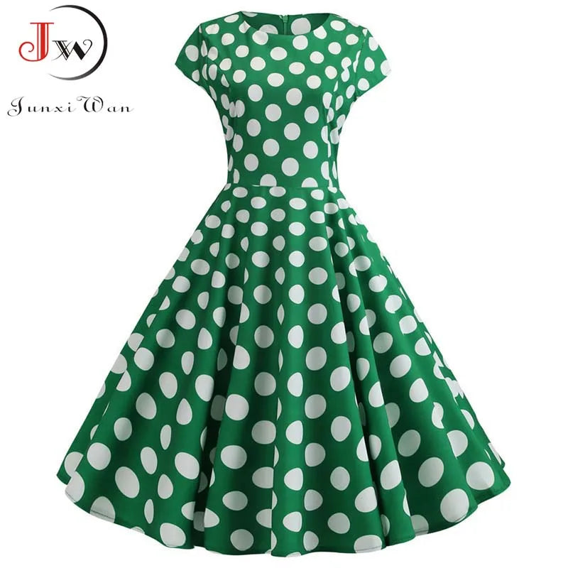 Women Floral Print Summer Dress 50s 60s Vintage Dress Female Short Sleeve Retro Robe Rockabilly Party Dresses Vestidos