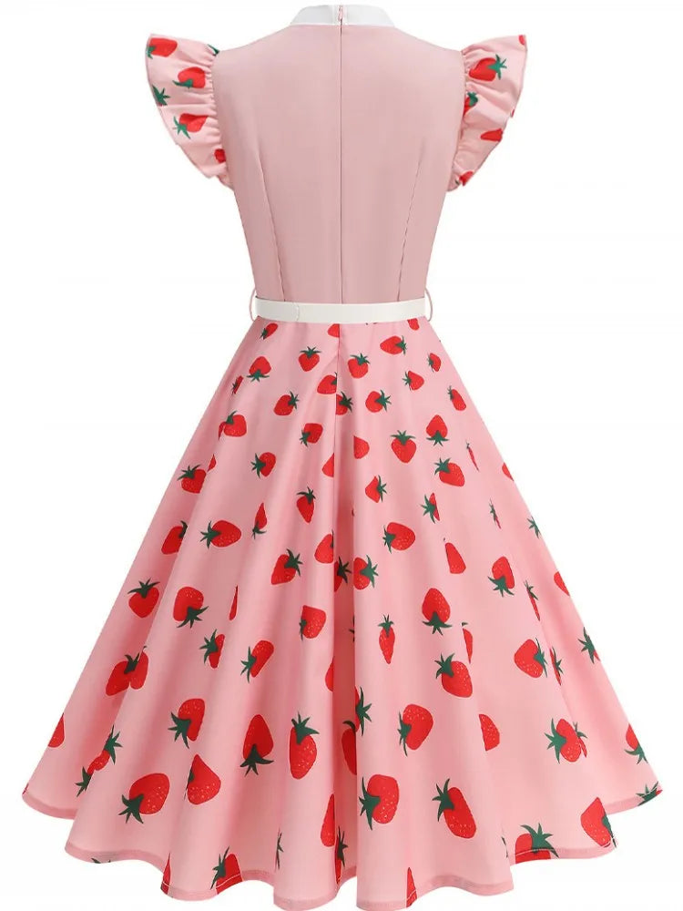 Women Summer Pin Up Casual Party Dress 2025 Short Sleeve Retro Robe 60s 50s Vintage Rockabilly 1960s 1950s Swing Dress Vestidos
