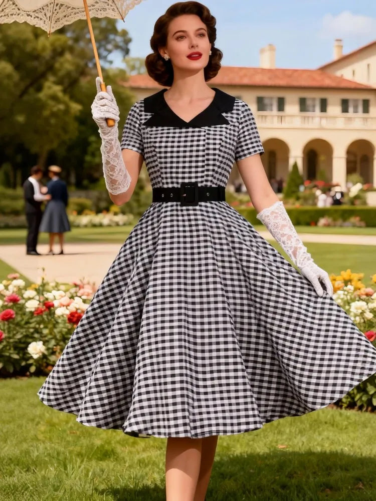 Women Spring Summer Pin Up Casual Party Dress 2026 Retro Robe 60s 50s Vintage Rockabilly 1960s 1950s Swing Dress Vestidos