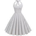 Polka Dot Hepburn Style 50s 60s Vintage Dress A-Line Backless Halter Pin Up Rockabilly Dress Women Summer Retro Party Vestidos