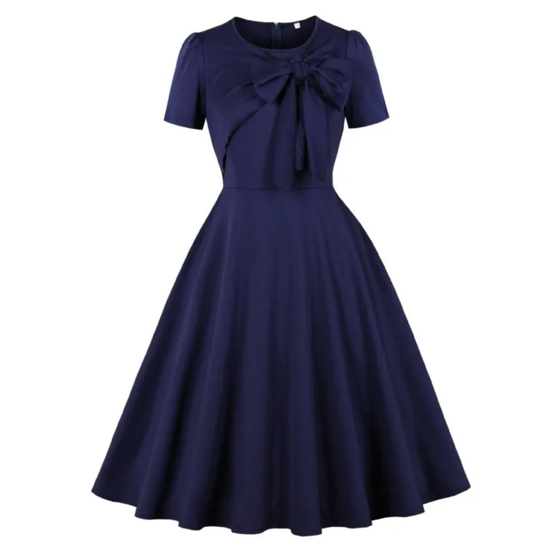 Women Summer Pin Up Casual Party Dress Short Sleeve Retro Robe 60s 50s Vintage Rockabilly 1960s 1950s Swing Dress Vestidos