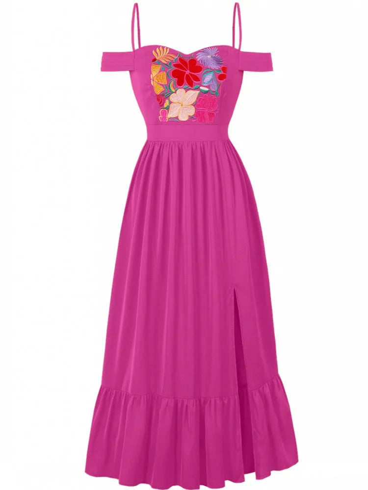 Women Embroidery Pin Up Party Long Maxi Dress 2026 Retro Robe 60s 50s Vintage Rockabilly 1960s 1950s Swing Dress Vestidos