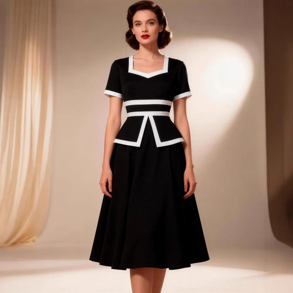 Women Spring Summer Pin Up Casual Party Dress 2026 Retro Robe 60s 50s Vintage Rockabilly 1960s 1950s Swing Dress Vestidos