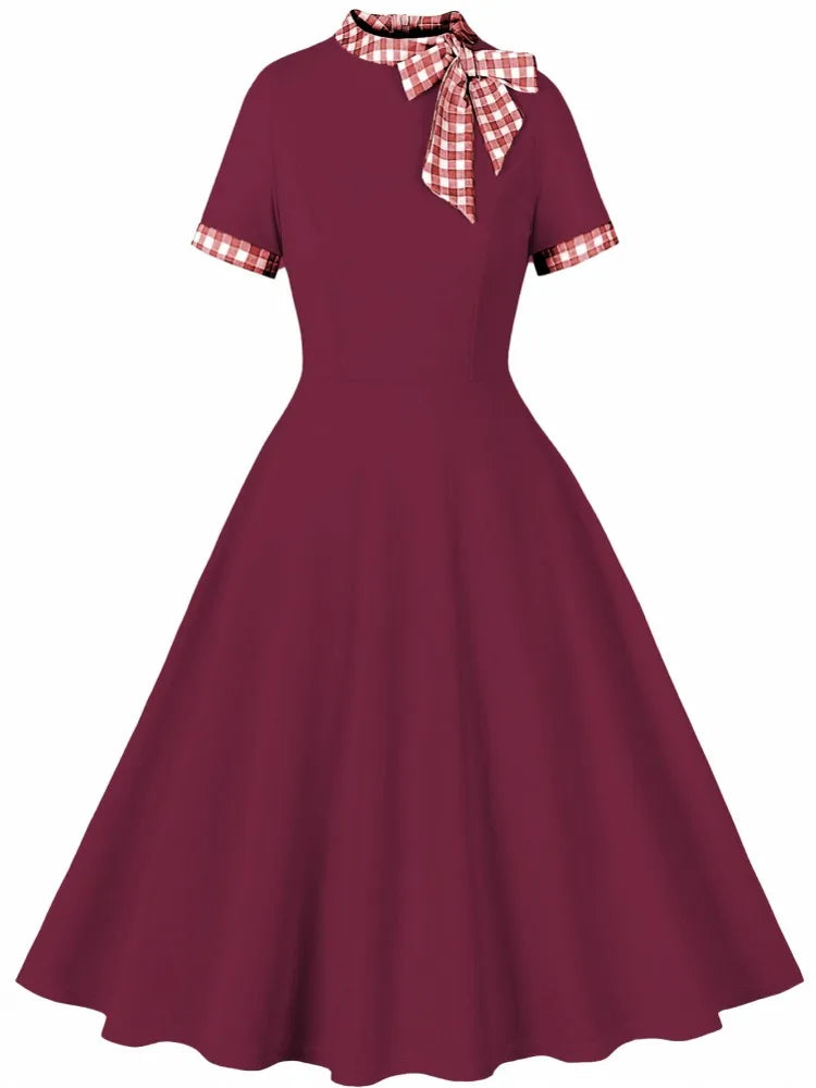 Women Summer Pin Up Casual Party Dress 2025 Short Sleeve Retro Robe 60s 50s Vintage Rockabilly 1960s 1950s Swing Dress Vestidos