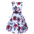 Plus Size Swing Dress Red Floral Retro 1950s Rockabilly Sleeveless Dress