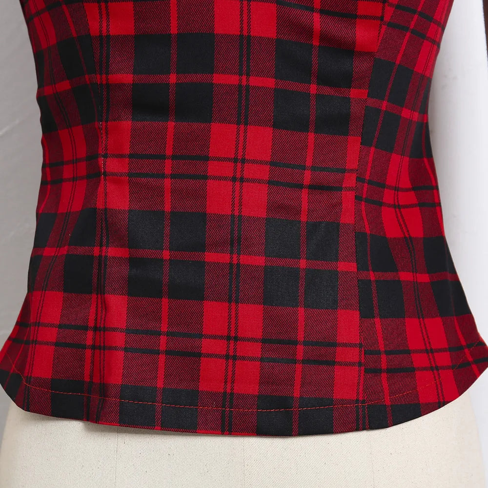 Summer Women Y2K Vintage 50s Pinup Peasant Shirts Gingham Inspired Couture Checkered Red 2023 New Tops Retro Rockabilly Blouses