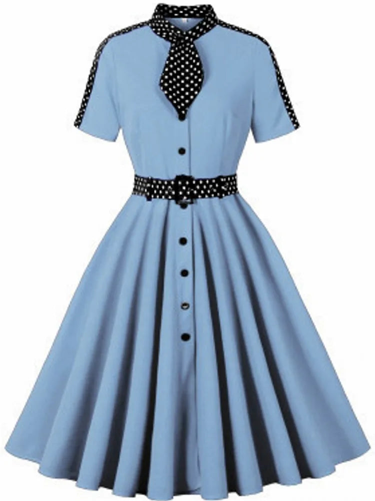 Women Pin Up Casual Party Dress 2025 Summer Short Sleeve Retro Robe 60s 50s Vintage Rockabilly 1960s 1950s Swing Dress Vestidos