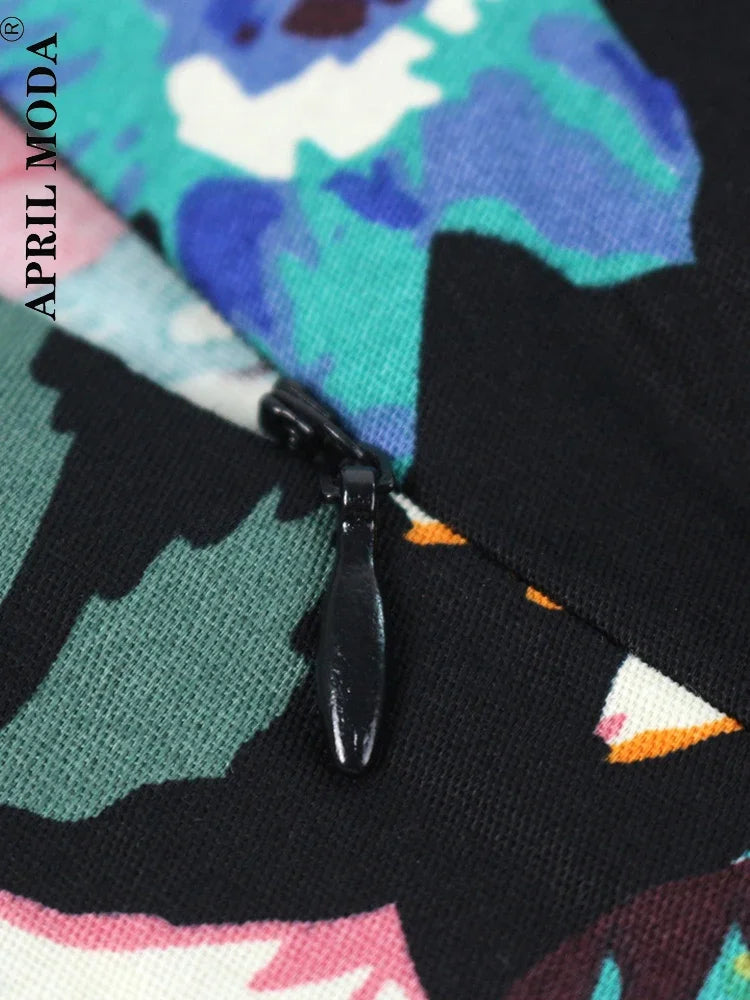 2024 Women Causal A Line Swing Runway Skirt Floral Print Fashion Sexy Summer Vintage Skirt Slim High Waist Pinup 50s 60s Skirts