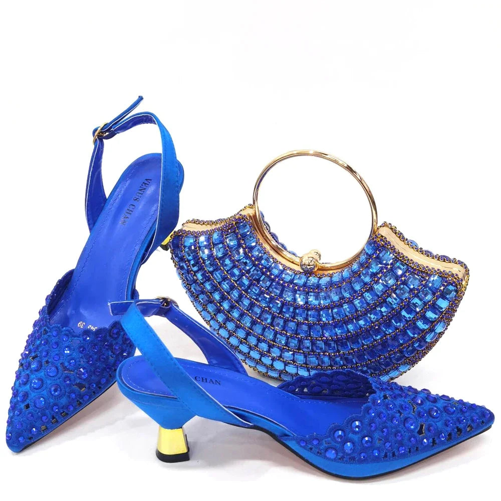 Latest Luxury Pattern Ladies Shoes And Bag Set ED214