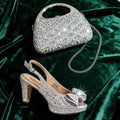 Latest Rhinestone Peep-Toe High and Bag Set EDS36