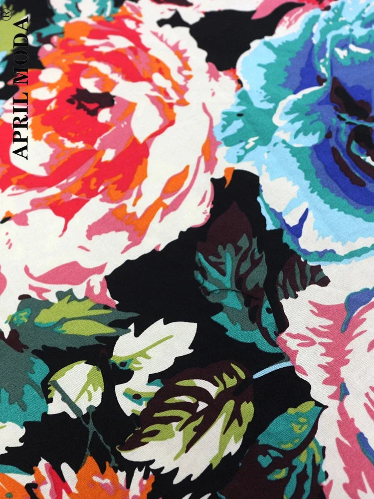 2024 Women Causal A Line Swing Runway Skirt Floral Print Fashion Sexy Summer Vintage Skirt Slim High Waist Pinup 50s 60s Skirts