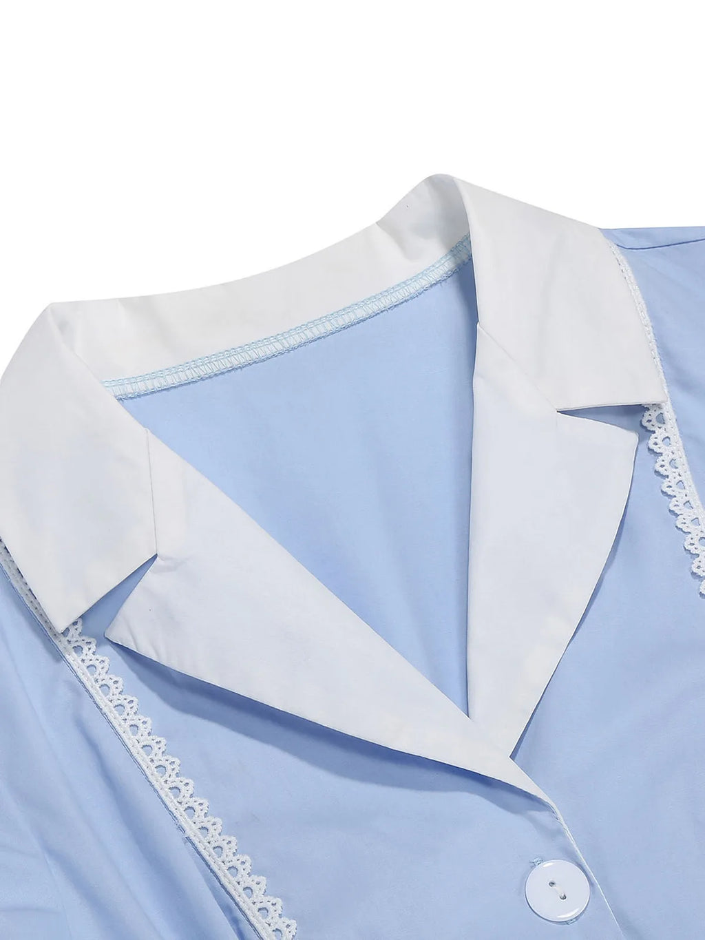 Tonval Notched Collar Puff Sleeve 1950s Pinup Vintage Dress Buttons Front Women 2026 Summer Clothes Lace Detail Swing Dresses