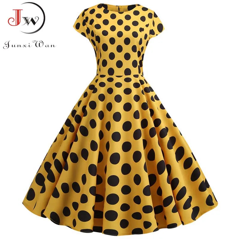 Women Floral Print Summer Dress 50s 60s Vintage Dress Female Short Sleeve Retro Robe Rockabilly Party Dresses Vestidos