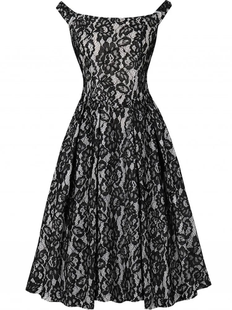 Women Robe Pin Up Lace Dress Retro 2025 Vintage 50s 60s Rockabilly Gauze Swing Summer Female Dresses Elegant Tunic Vestido