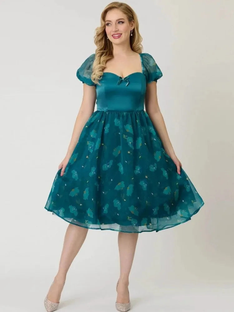 Women Spring Summer Pin Up Casual Party Dress 2026 Retro Robe 60s 50s Vintage Rockabilly 1960s 1950s Swing Dress Vestidos