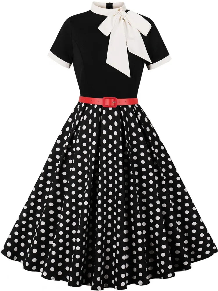 Women Summer Pin Up Casual Party Dress 2024 Short Sleeve Retro Robe 60s 50s Vintage Rockabilly 1960s 1950s Swing Dress Vestidos