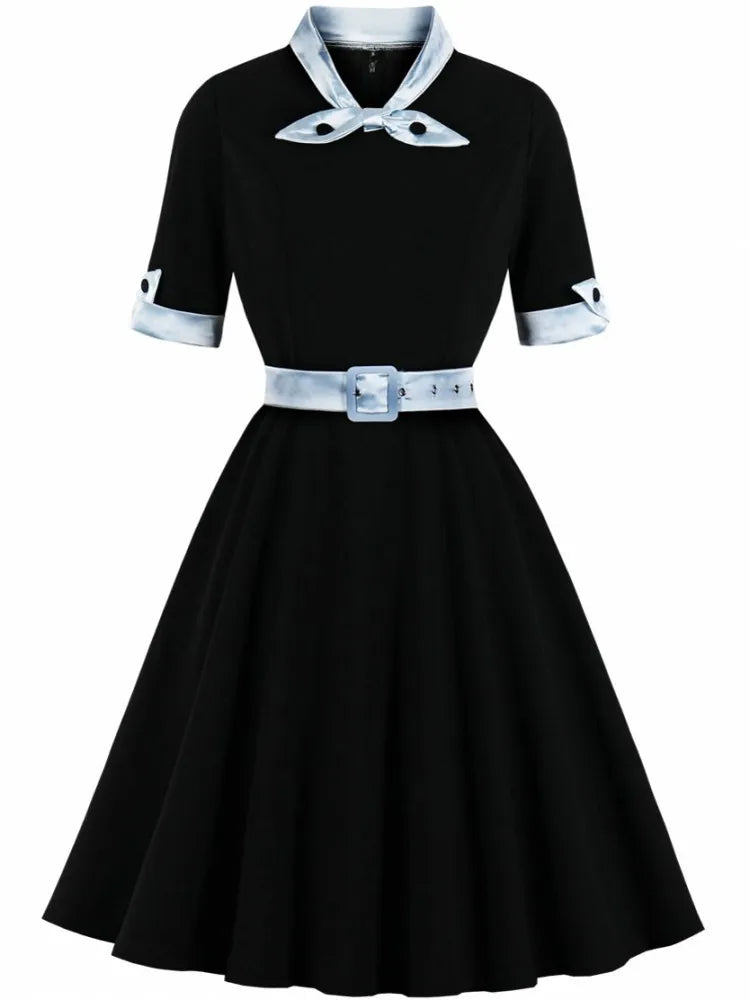 Plus Size Women Pin Up Casual Party Dress 2026 Summer Short Sleeve Retro Robe 60s 50s Vintage Rockabilly Swing Dress Vestidos