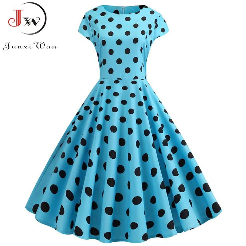 Women Floral Print Summer Dress 50s 60s Vintage Dress Female Short Sleeve Retro Robe Rockabilly Party Dresses Vestidos