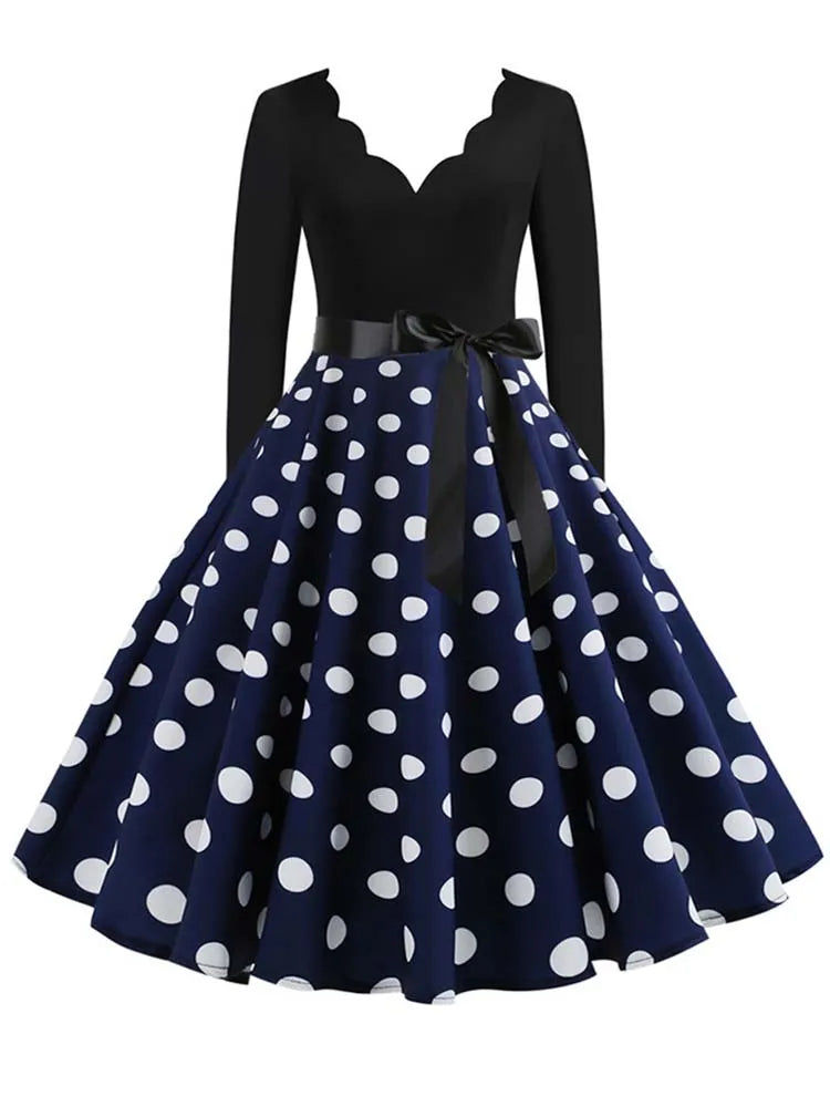 Women Long Sleeve Winter Vintage Dresses Sexy Black Music Note Print V-neck Rockabilly Pin up Party Dress Vestidos Plus size