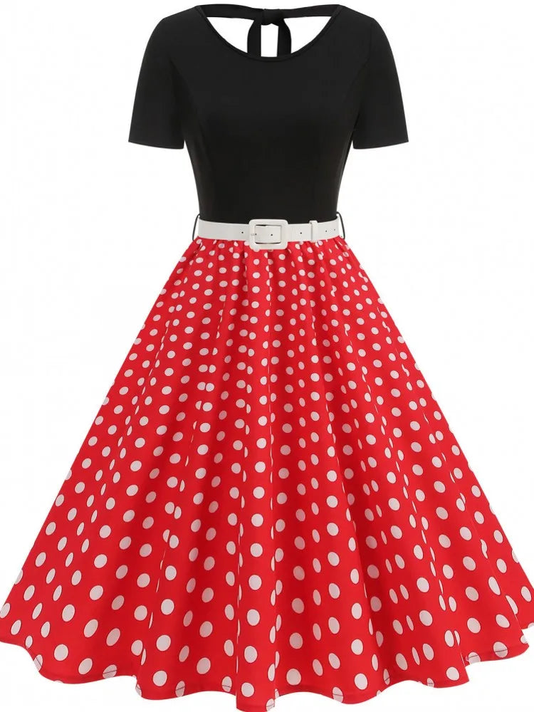 Women Summer Pin Up Casual Party Dress 2026 Short Sleeve Retro Robe 60s 50s Vintage Rockabilly 1960s 1950s Swing Dress Vestidos